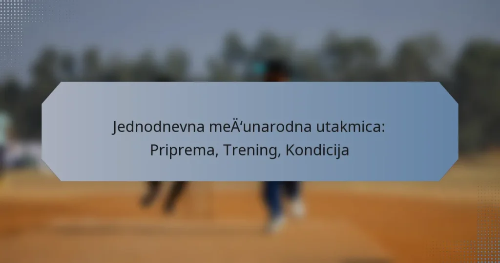 Jednodnevna međunarodna utakmica: Priprema, Trening, Kondicija