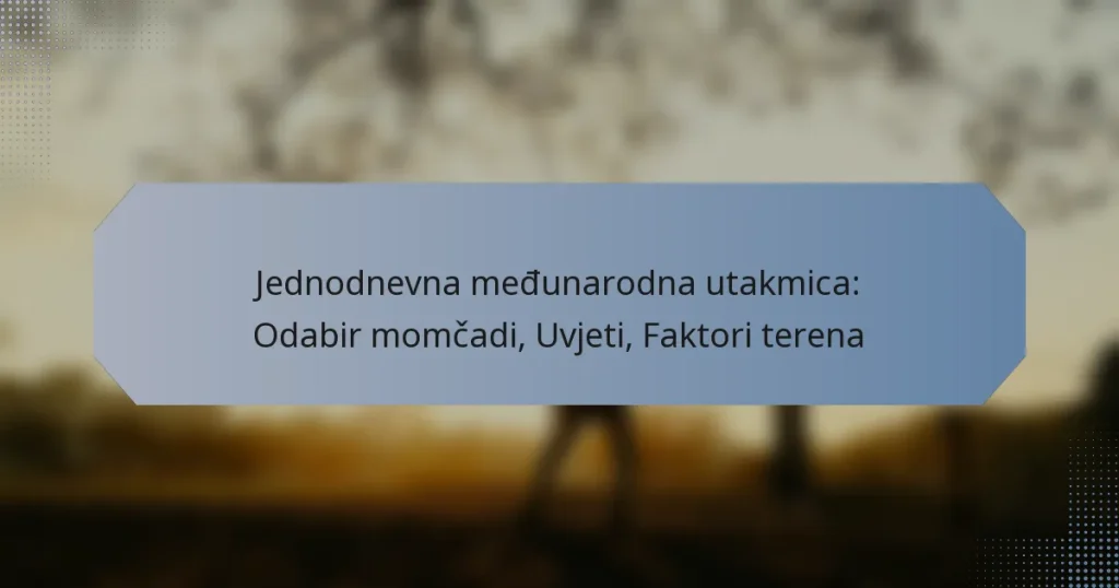 Jednodnevna međunarodna utakmica: Odabir momčadi, Uvjeti, Faktori terena