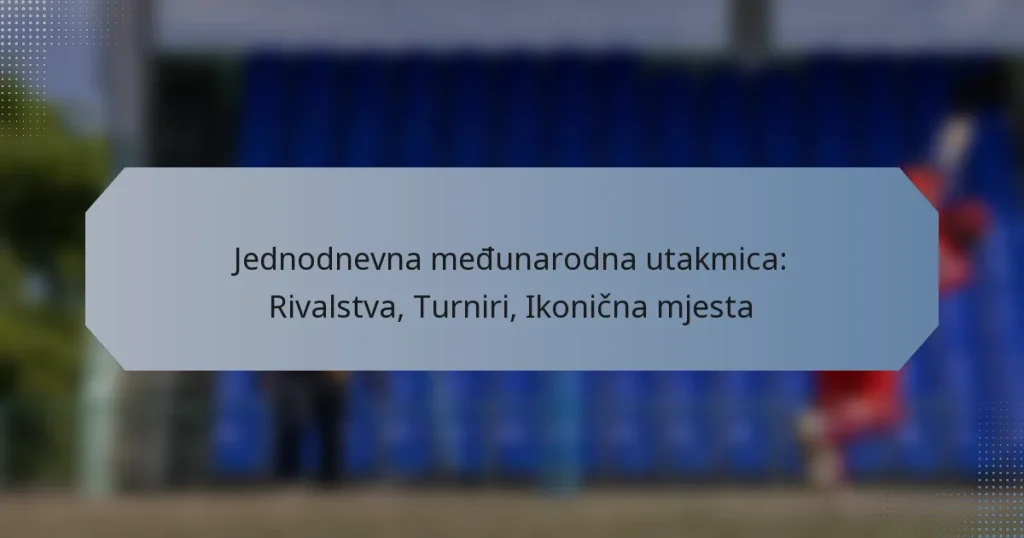 Jednodnevna međunarodna utakmica: Rivalstva, Turniri, Ikonična mjesta