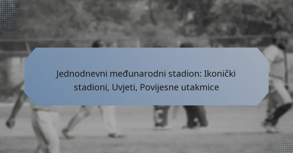 Jednodnevni međunarodni stadion: Ikonički stadioni, Uvjeti, Povijesne utakmice