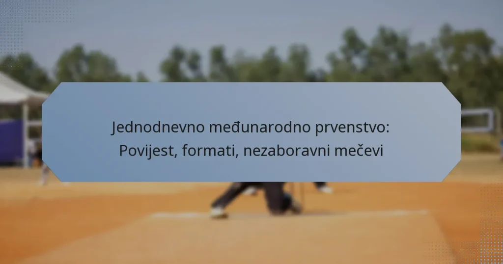 Jednodnevno međunarodno prvenstvo: Povijest, formati, nezaboravni mečevi