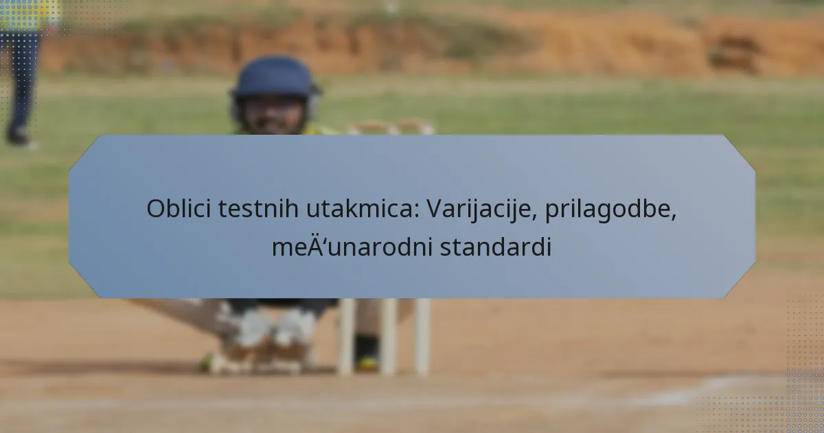 Oblici testnih utakmica: Varijacije, prilagodbe, međunarodni standardi