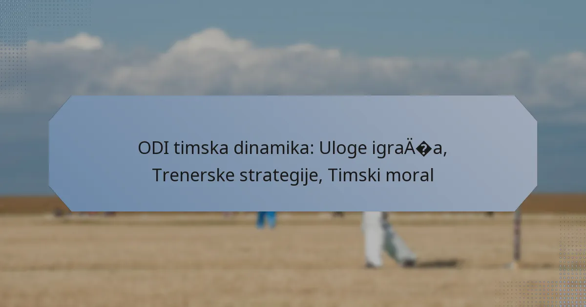 ODI timska dinamika: Uloge igrača, Trenerske strategije, Timski moral