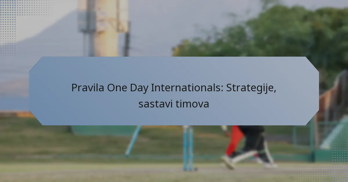 Pravila One Day Internationals: Strategije, sastavi timova