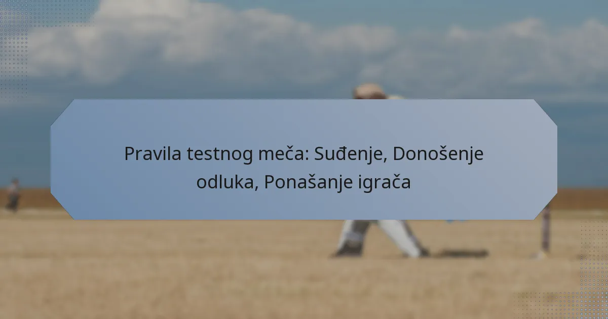 Pravila testnog meča: Suđenje, Donošenje odluka, Ponašanje igrača