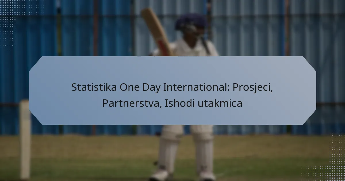 Statistika One Day International: Prosjeci, Partnerstva, Ishodi utakmica