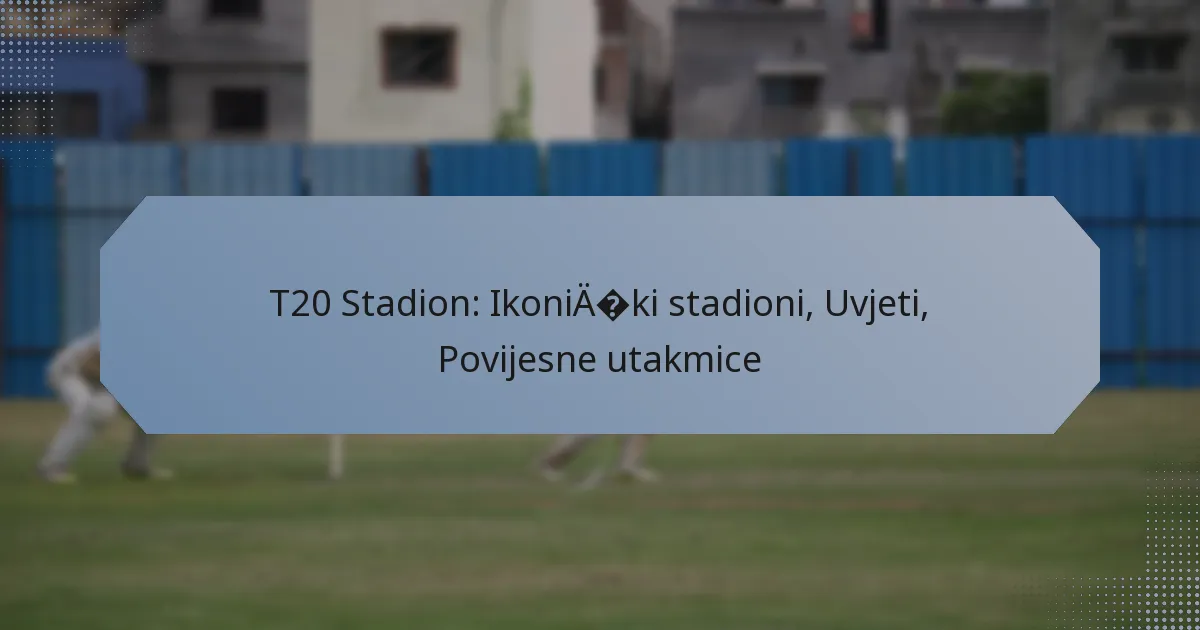 T20 Stadion: Ikonički stadioni, Uvjeti, Povijesne utakmice
