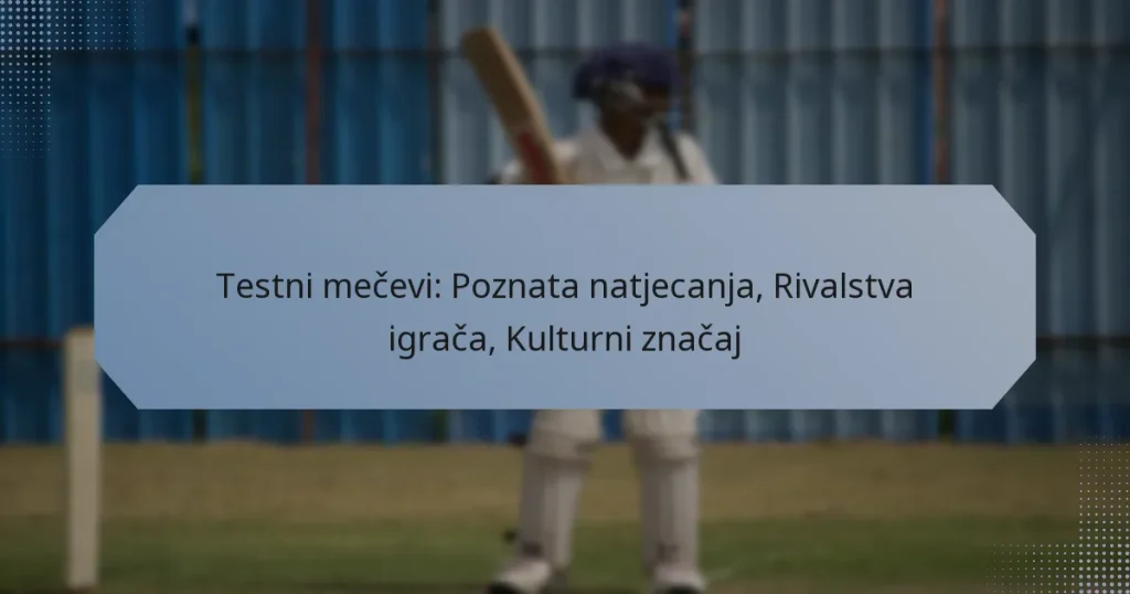 Testni mečevi: Poznata natjecanja, Rivalstva igrača, Kulturni značaj