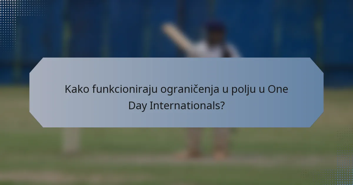 Kako funkcioniraju ograničenja u polju u One Day Internationals?