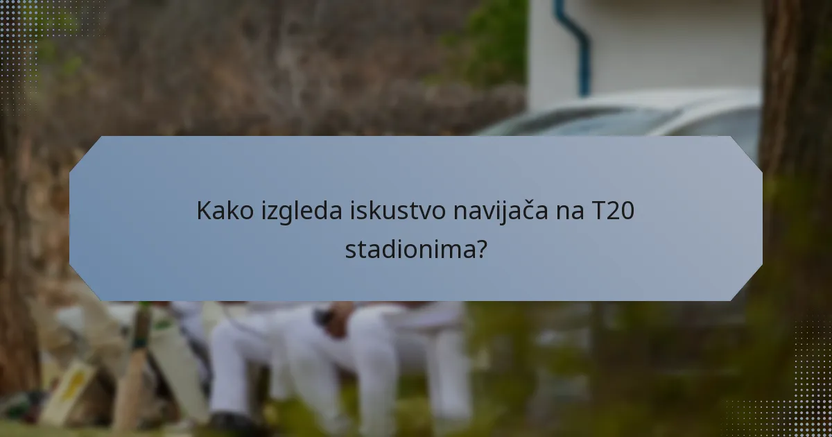 Kako izgleda iskustvo navijača na T20 stadionima?