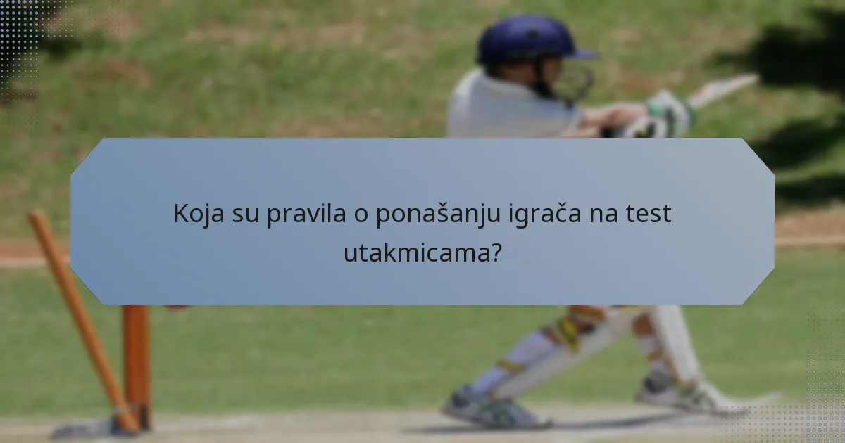 Koja su pravila o ponašanju igrača na test utakmicama?