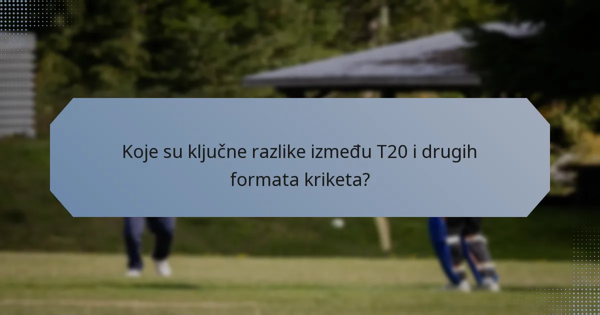 Koje su ključne razlike između T20 i drugih formata kriketa?