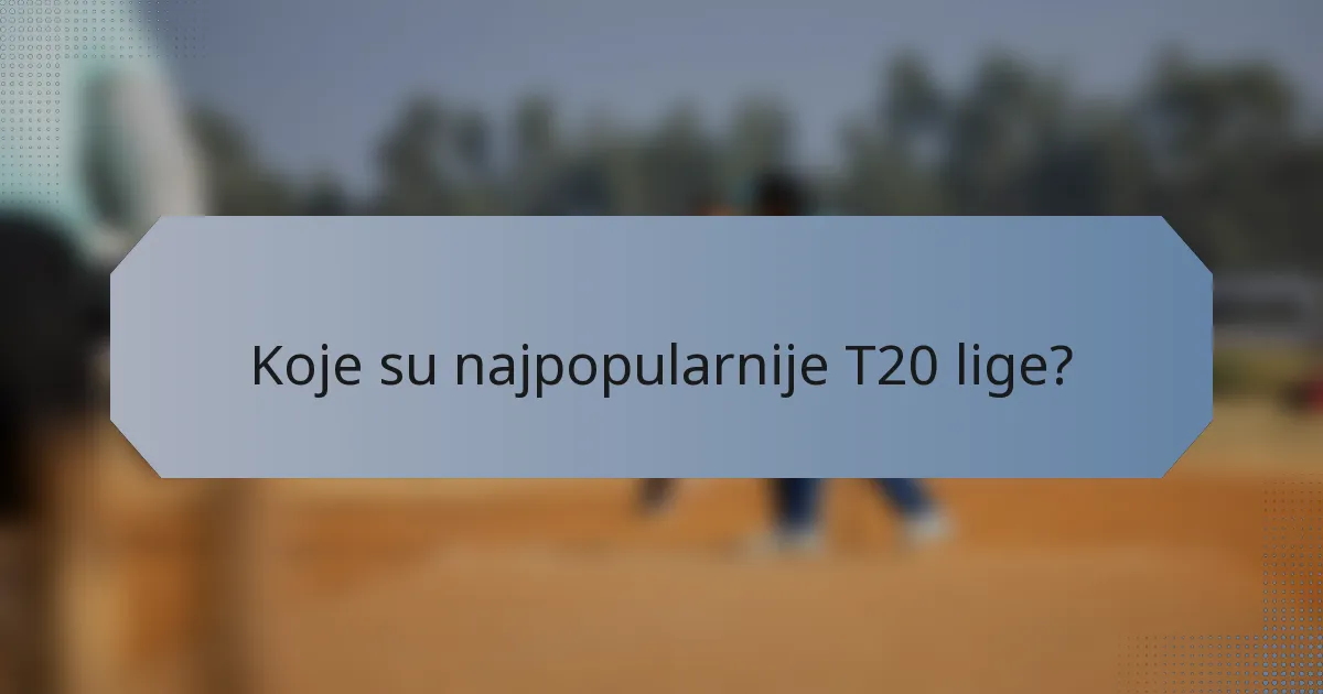 Koje su najpopularnije T20 lige?