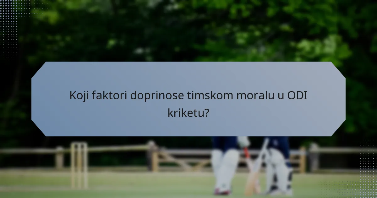 Koji faktori doprinose timskom moralu u ODI kriketu?
